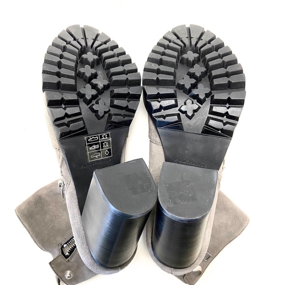 AllSaints Ana Gray Suede Lug Sole Ankle Boots - Picture 9 of 12